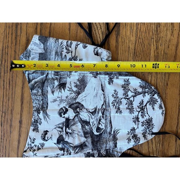 Rusty Reconstruction Los Angeles White Black Tie Up Corset Top  Women's Sz Small - Picture 5 of 6